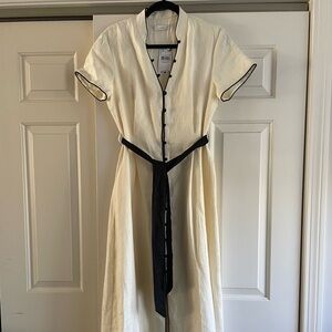 MANGO Buttoned Linen Midi Dress